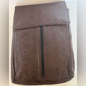HCL leather travel bag storage bag leather brown logo W Germany 16x10x4 vinatge